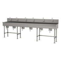 Advance Tabco 6-Station Floor-Mounted Multiwash Hand Sink with Knee Valves, 120-Inch Wide