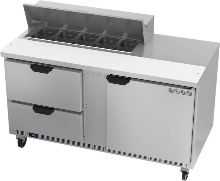 Product image #1 for Beverage-Air Two-Section 60-Inch Sandwich Prep Table Refrigerated Counter with 10-Pan Top, Drawers, and Door