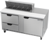 Thumbnail image #1 for Beverage-Air Two-Section 60-Inch Sandwich Prep Table Refrigerated Counter with 10-Pan Top, Drawers, and Door