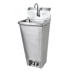 Thumbnail image #1 for Klinger's Trading FOOT-FVHS-1000 Freestanding Stainless Steel Hand Sink with Foot Pedal Valves, Gooseneck Faucet, Soap Dispenser & Basket Drain