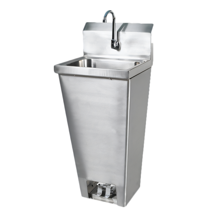 Product image #1 for Freestanding Floor-Mounted Stainless Steel Hand Sink with Foot Pedal Valves