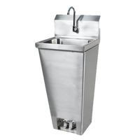Freestanding Floor-Mounted Stainless Steel Hand Sink with Foot Pedal Valves