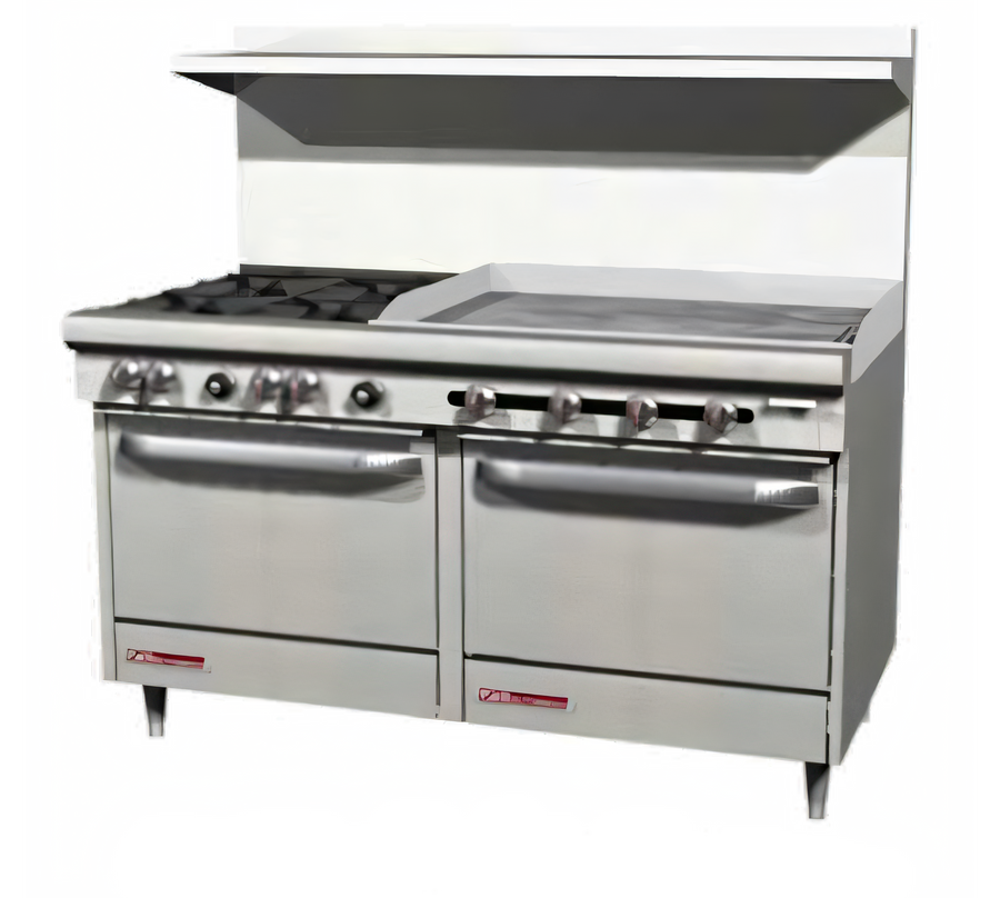 Product image #1 for Southbend S-Series 60-Inch Gas Restaurant Range with 6 Open Burners, 24-Inch Griddle, Convection Oven, and Cabinet Base