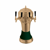 Perlick Roma Glycol-Cooled Countertop Draft Beer Tower, 3 Faucets, Brass with Green Ceramic Skirt