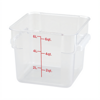 Winco Clear Square Polycarbonate Food Storage Container, 6 Qt, Stackable, Container Only