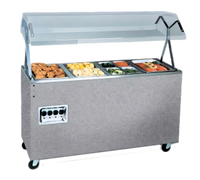 Vollrath 2-Series Affordable Portable 3-Well Mobile Hot Food Station with Buffet Breath Guard and Lights, Walnut Woodgrain, 120/208-240V