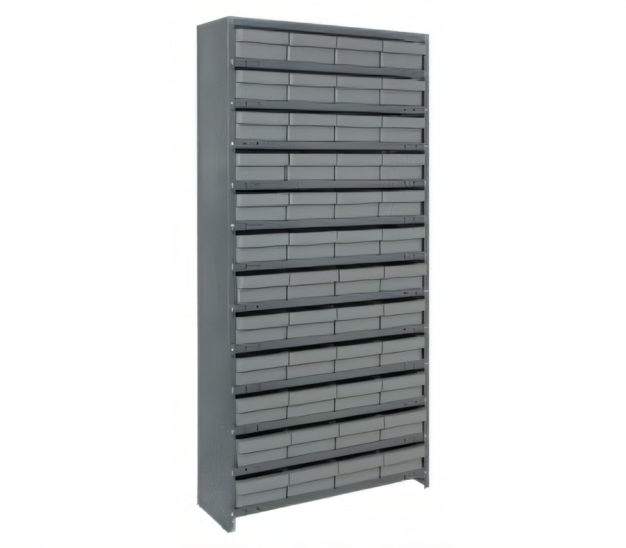 Product image #1 for Quantum Closed Heavy-Duty Stationary Wire Shelving Unit with 13 Shelves and 48 Bins, 12 x 36 x 75 Inches