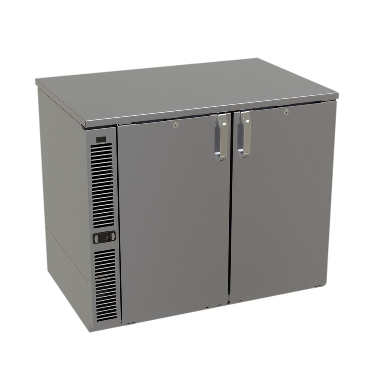 Product image #1 for Glastender C1SL36 One-Zone Side-Serviced Low-Profile Back Bar Cooler, 36 Inch, Two-Section, Solid Doors