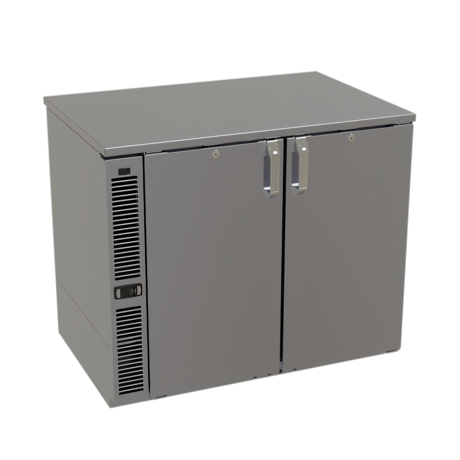 Product image #1 for Glastender C1SL36 One-Zone Side-Serviced Low-Profile Back Bar Cooler, 36 Inch, Two-Section, Solid Doors