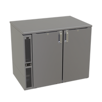 Glastender C1SL36 One-Zone Side-Serviced Low-Profile Back Bar Cooler, 36 Inch, Two-Section, Solid Doors