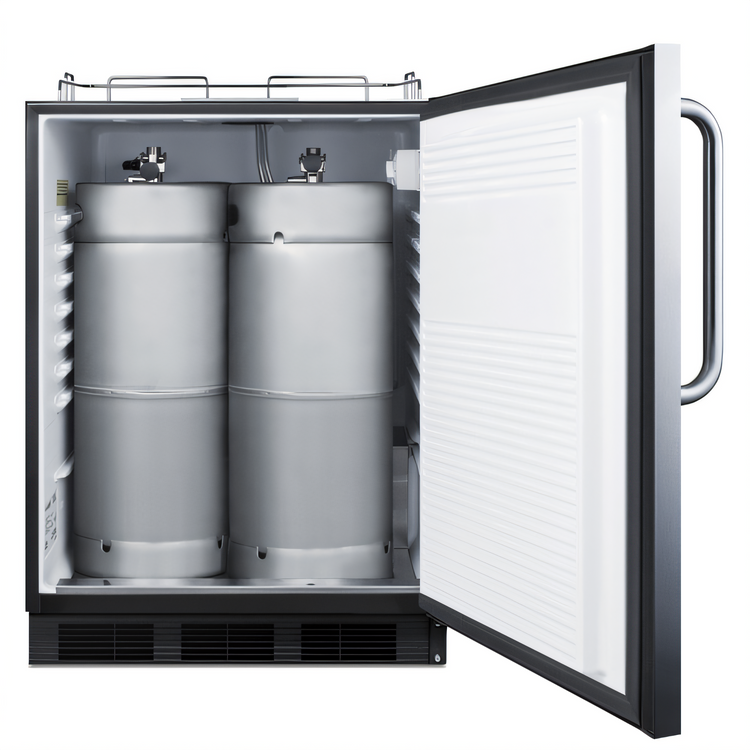 Product image #1 for Summit Commercial ADA-Compliant Outdoor Built-In/Freestanding Dual Tap Kegerator Beer Dispenser, 24-Inch, 5.5 Cu. Ft.