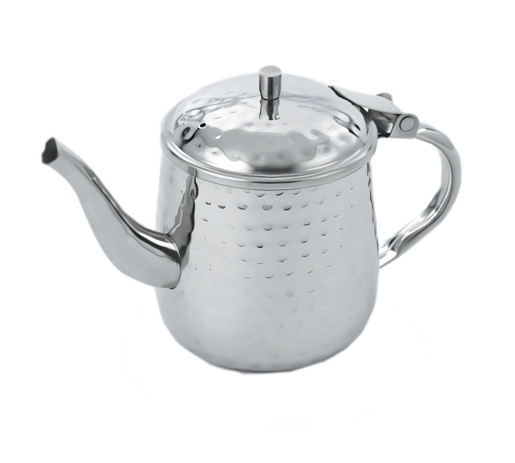 Product image #1 for Vollrath T4710HH 10 oz Hand-Hammered Gooseneck Stainless Steel Server with Hollow Handle and Lid