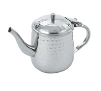 Vollrath T4710HH 10 oz Hand-Hammered Gooseneck Stainless Steel Server with Hollow Handle and Lid