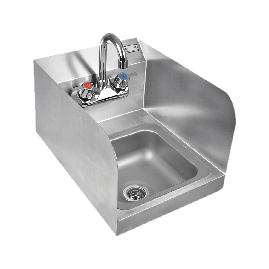 Product image #1 for John Boos Pro-Bowl Wall-Mount Stainless Steel Hand Sink with 9 x 9 x 5 Bowl, Left and Right Side Splashes, and Splash-Mount Faucet