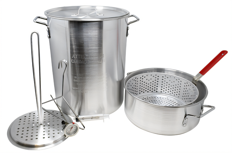 Product image #1 for 30 Qt Aluminum Fryer/Boiler/Steamer Stock Pot Set with Lid