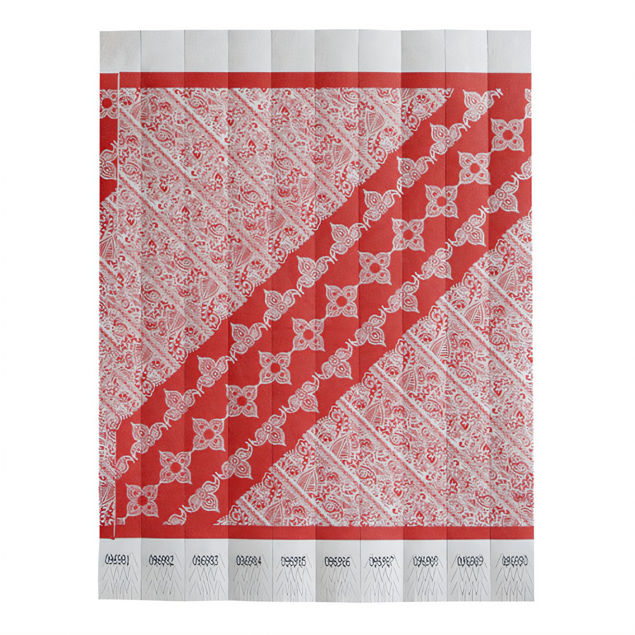 Product image #1 for Bar Maid Red Pattern Tyvek Tear-Free Wristbands, 3/4 Inch x 9.5 Inch, Sequentially Numbered, 500 Bands/Pack