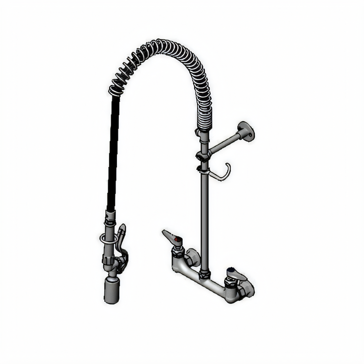Product image #1 for T&S Brass EasyInstall 8-Inch Wall Mount Pre-Rinse Unit with 18-Inch Riser and 0.65 GPM Spray Valve