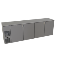 Glastender C1FB108 One-Zone Front-Serviced Bar Profile Back Bar Cooler, 108 Inch, Four-Section, 4-Door