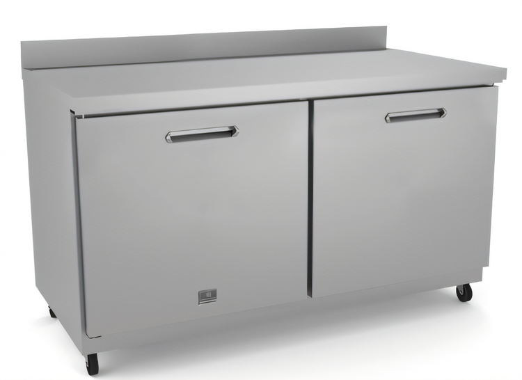 Product image #2 for Kelvinator Commercial 61-Inch Two-Section Countertop Worktop Refrigerator with Backsplash and Solid Doors
