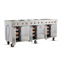 FWE Handy Line Mobile Heated Serving Cabinet with 6 Wet Wells and 42-Pan Under Storage