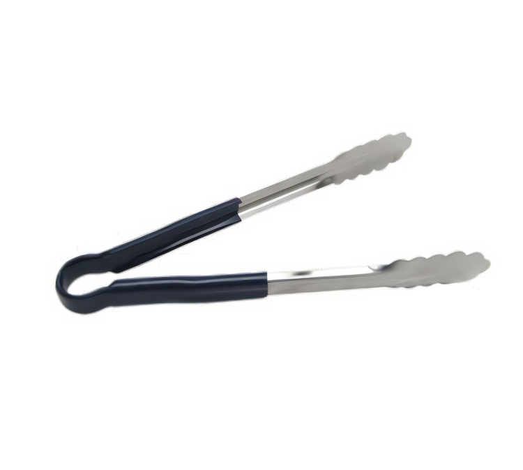 Product image #1 for Admiral Craft 12-Inch One-Piece Heavy-Duty Stainless Steel Scalloped Edge Utility Tongs with Blue Poly-Coated Handle