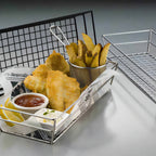 Thumbnail image #1 for American Metalcraft GCSS6132 Rectangular Stainless Steel Wire Serving Basket, Grid, 13 x 6 x 2-1/2 in Case of 24