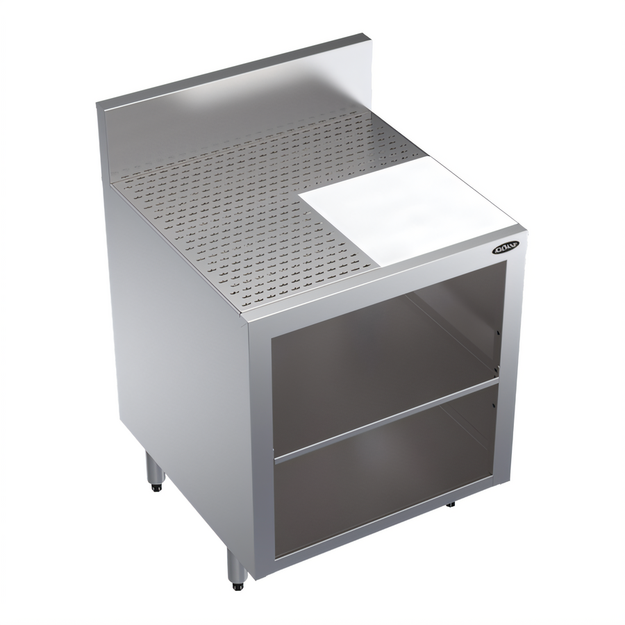 Product image #1 for Royal Series Underbar Glass Rack Storage Unit with Flat Drainboard Top, Middle Shelf and Cutting Board, 24 x 24 Inches