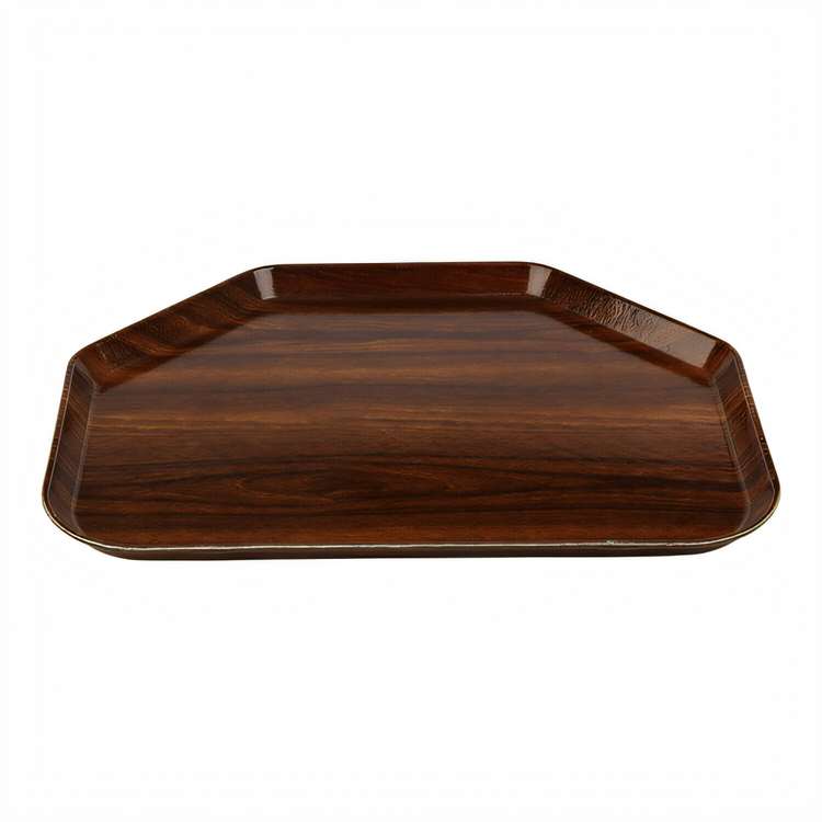 Product image #2 for Cambro Camtray 14 x 22 Inch Trapezoid Fiberglass Cafeteria Tray, Burma Teak