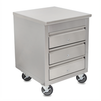 29-1/2 Inch W Mobile Stainless Steel Work Table Drawer Cabinet with 3 Locking Drawers