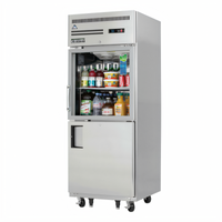 Everest Refrigeration EGSH2 One-Section Reach-In Refrigerator with Glass and Solid Half Doors, 23.0 Cu. Ft., Top-Mounted Self-Contained, 115V