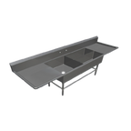 Thumbnail image #1 for John Boos Pro-Bowl 3PBPS3224-2D30 3-Compartment 16/300 Stainless Steel Platter Sink with Left & Right Drainboards, 10" Backsplash