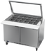 Thumbnail image #1 for Beverage-Air Two-Section Mega Top Sandwich Prep Table with See-Thru Lids, 48-Inch, 2-Door, 18-Pan, Self-Contained Refrigerated Counter
