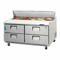 Everest Refrigeration EPBNWR2-D4 Two-Section Sandwich Prep Table with Four Drawers and Rear-Mounted Self-Contained Refrigeration
