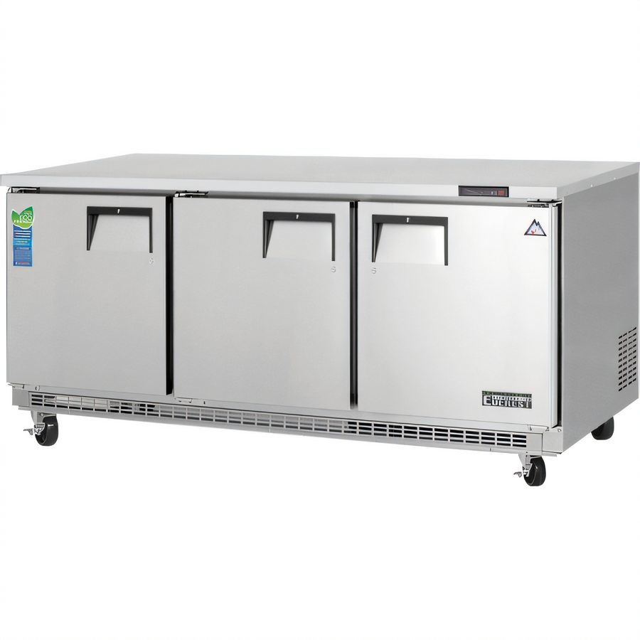 Product image #1 for Everest Refrigeration Three-Section Undercounter Worktop Freezer, 71-1/8 Inches Wide, 22 Cu. Ft., Stainless Steel