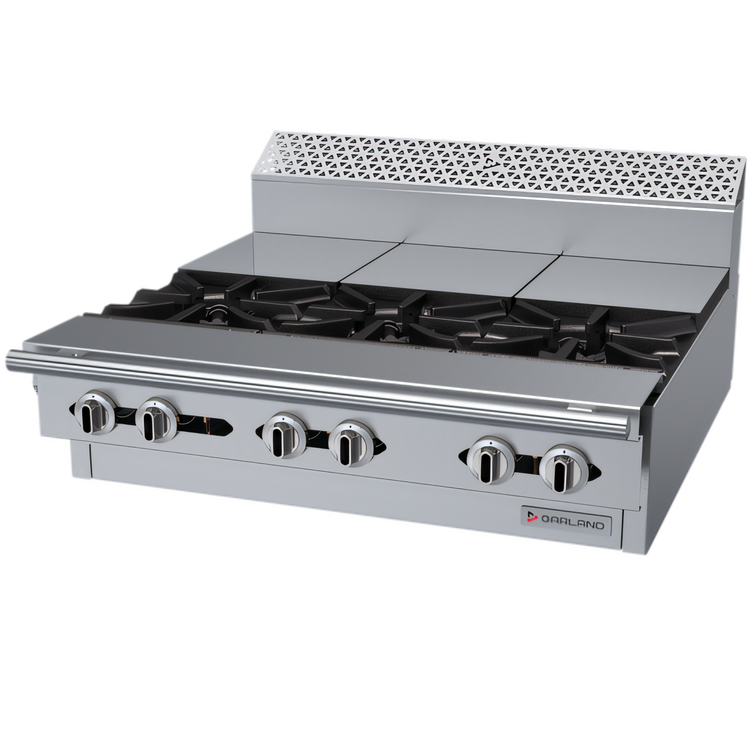 Product image #1 for Garland Cuisine Series Heavy Duty 36-Inch Modular Top Gas Range with 3 Open Burners and 3 Hot Tops