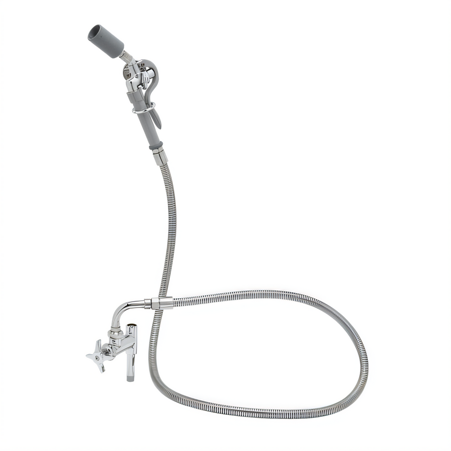 Product image #1 for T&S Brass Pre-Rinse Washdown Hose Unit Add-On Faucet with 68-Inch Flexible Hose and 0.65 GPM Low-Flow Spray Valve