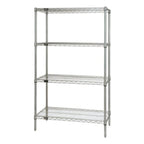Thumbnail image #1 for Quantum WR74-1836C Wire Shelving Starter Kit, 36"W x 18"D x 74"H, Chrome-Plated, Stationary, 4 Shelves