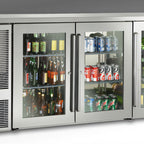 Thumbnail image #1 for Perlick Corporation BBSN72 72-Inch Three-Door Narrow Back Bar Refrigerator, Black, Stainless Steel Interior