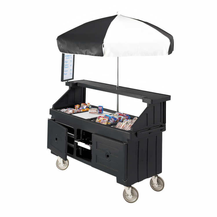 Product image #1 for Cambro Camcruiser Vending Cart with 4 Full-Size Countertop Wells and Umbrella