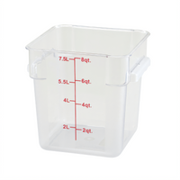 Clear Square Polycarbonate Food Storage Container, 8 Qt