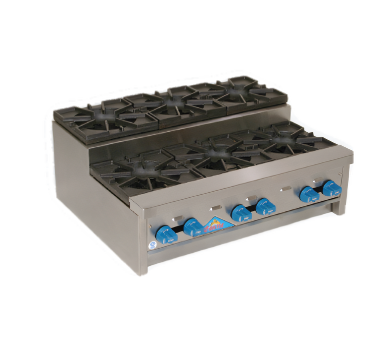 Product image #1 for Comstock-Castle SUFHP36 36-Inch Countertop Step-Up Saute Gas Hot Plate, 6-Burner