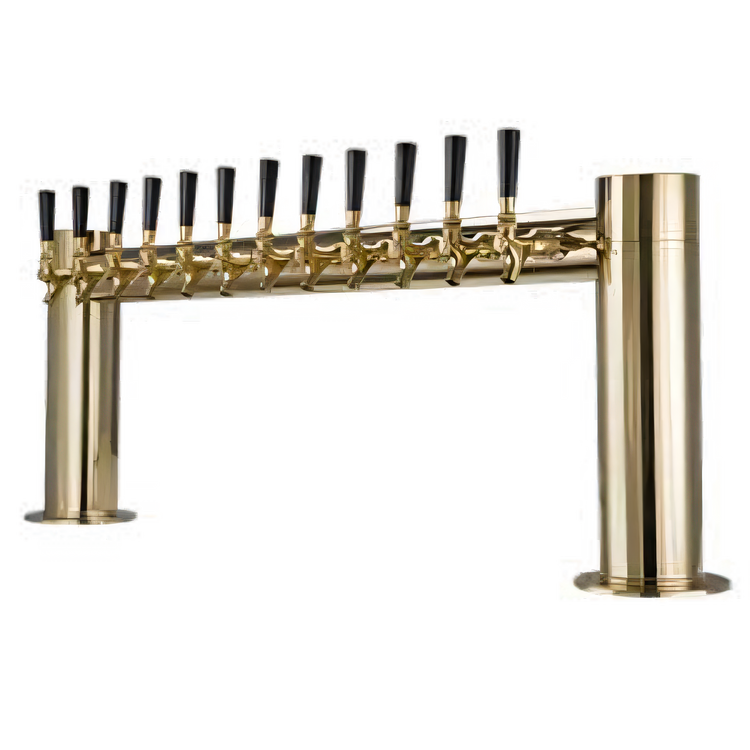 Product image #1 for Metropolis H 12-Faucet Countertop Glycol-Cooled Draft Beer Tower, PVD Brass Finish