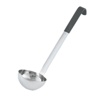 Jacob's Pride® 8 oz One-Piece Heavy-Duty Stainless Steel Ladle with Black Kool-Touch Handle