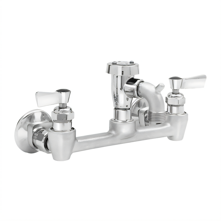 Product image #1 for Wall-Mount Service Sink Mixing Faucet with 8-Inch Adjustable Centers, 3-Inch Spout, Garden Hose Outlet, and Vacuum Breaker