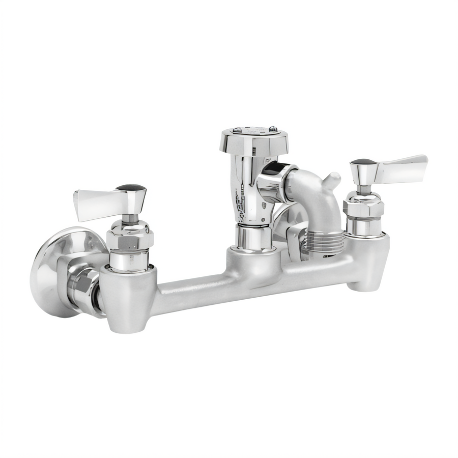Product image #1 for Wall-Mount Service Sink Mixing Faucet with 8-Inch Adjustable Centers, 3-Inch Spout, Garden Hose Outlet, and Vacuum Breaker