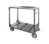 Thumbnail image #1 for FWE Stainless Steel Institutional Tray Transport Cart with 2 Shelves, 3 Straps, and 8-Inch Casters