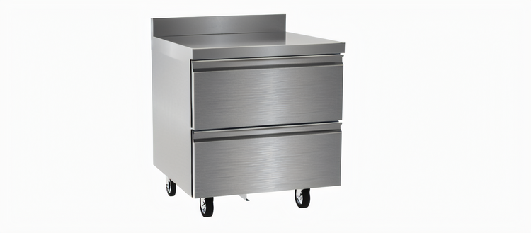 Product image #1 for Delfield 32-Inch Stainless Steel One-Section Undercounter Freezer Worktop with 2 Drawers and 4-Inch Backsplash