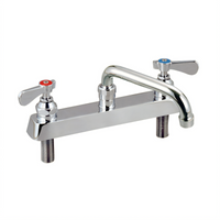 BK Resources OptiFlow 8-Inch Center Deck Mount Heavy Duty Solid Body Faucet with 14-Inch Swing Spout