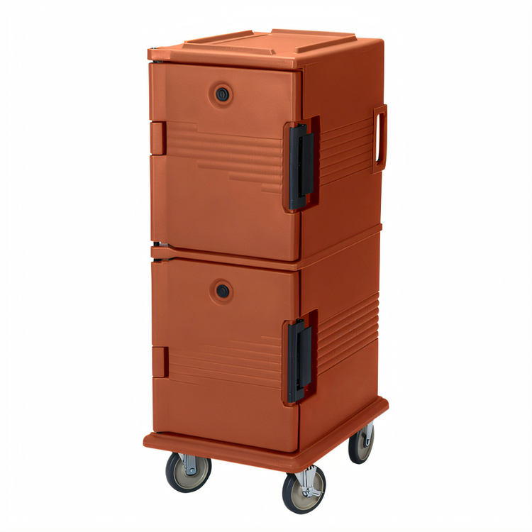 Product image #2 for Cambro Ultra Camcart® Double-Compartment Non-Electric Front-Loading Insulated Food Pan Carrier, Brick Red