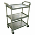 Thumbnail image #1 for Gray 3-Shelf Plastic Bussing Cart with 2 Handles and Locking Swivel Casters